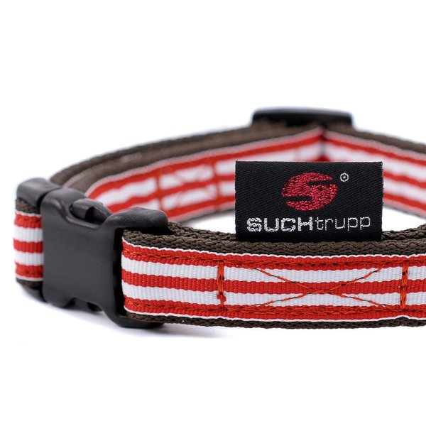 Hundehalsband small RED BEACH, maritime Design Hundehalsbänder, kleine Hunde, rot-weiß gestreift