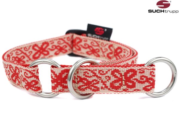 Schlupfhalsband, Stopp-Hundehalsband HAPPY WHITE-RED medium