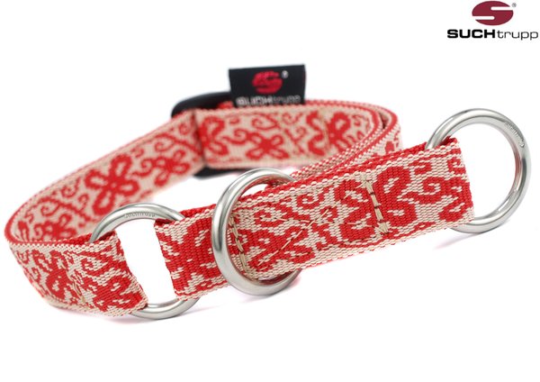 Schlupfhalsband, Stopp-Hundehalsband HAPPY WHITE-RED medium