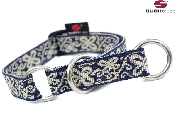 Schlupfhalsband, Stopp-Hundehalsband HAPPY blue-white medium