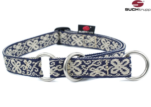 Schlupfhalsband, Stopp-Hundehalsband HAPPY blue-white large