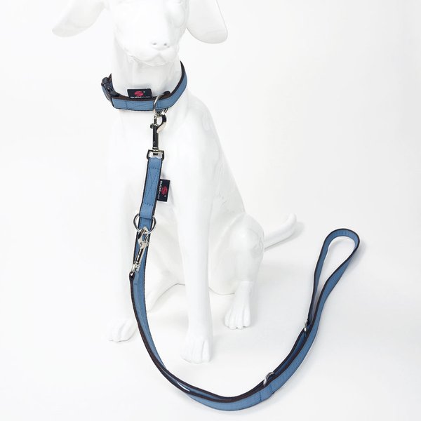 Hundehalsband small PURE GREY-BLUE, stylische Halsbänder kleine Hunde, Welpen, grau-blau, stahlblau.
