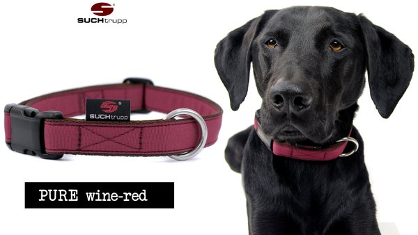 Hundehalsband PURE WINE-RED medium, Hundehalsbänder
