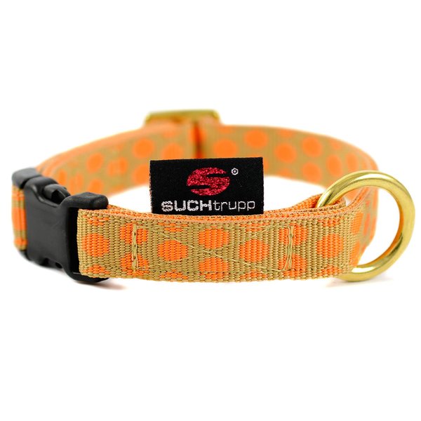 Hundehalsband DOTS BEIGE-ORANGE small, wunderschöne Hundehalsbänder, beige mit orangenen Punkten.