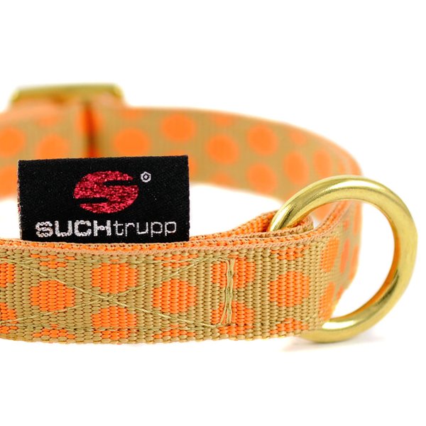 Hundehalsband DOTS BEIGE-ORANGE small, wunderschöne Hundehalsbänder, beige mit orangenen Punkten.