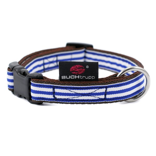 Hundehalsband small ROYAL BEACH, Design Hundehalsbänder, maritim blau-weiß gestreift