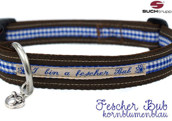 WIESN-Hundehalsband FESCHER BUB large kornblumenblau