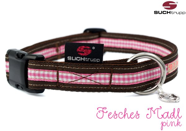 WIESN-Hundehalsband FESCHES MADL large pink