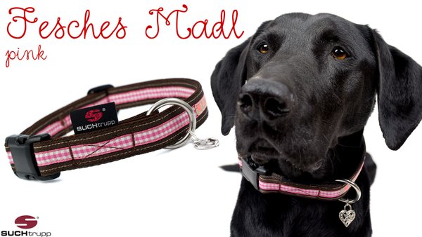 WIESN-Hundehalsband FESCHES MADL large pink