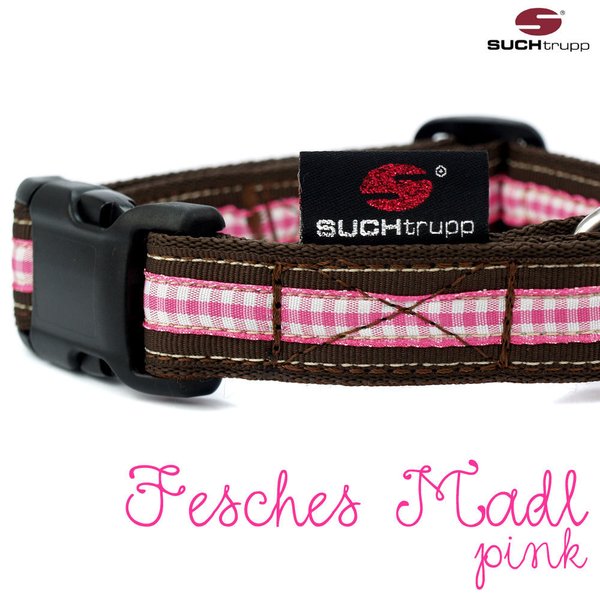 WIESN-Hundehalsband FESCHES MADL medium pink