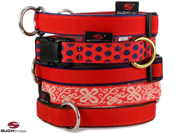 Hundehalsband HAPPY red-white medium, Hundehalsbänder
