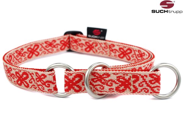 Schlupfhalsband, Stopp-Hundehalsband HAPPY WHITE-RED large