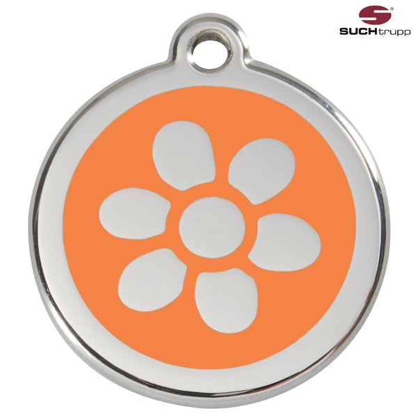 Hundemarke MEDIUM (30mm)-Flowerpower orange