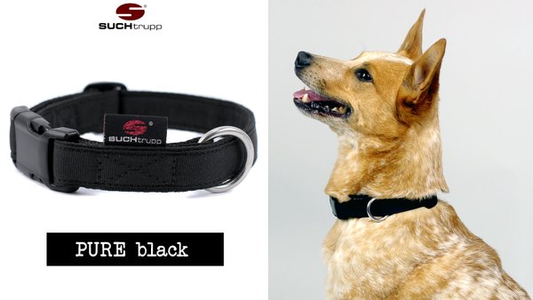 Hundehalsband PURE BLACK medium, Hundehalsbänder