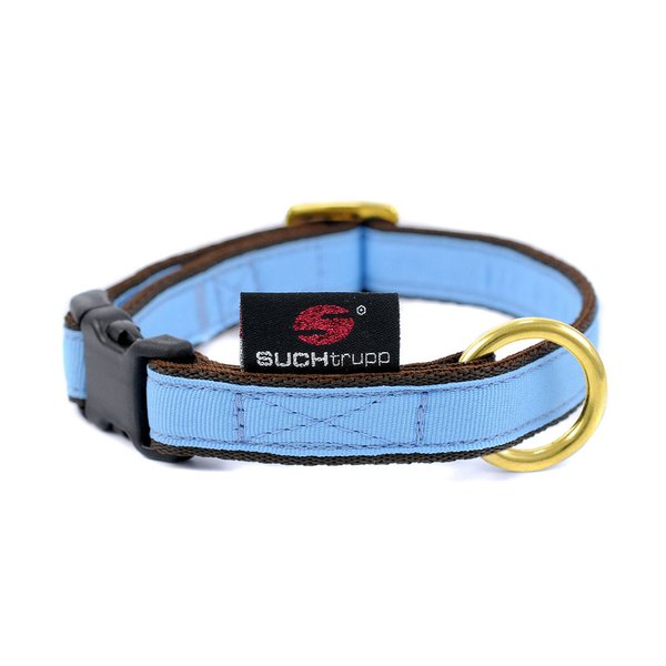 Hundehalsband small PURE LIGHT-BLUE, Design Hundehalsbänder kleine Hunde, Welpen, unifarben hellblau