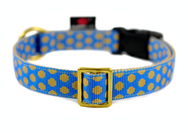 Hundehalsband DOTS ROYALBLUE-BEIGE large, besondere Hundehalsbänder, royalblau & beige gepunktet