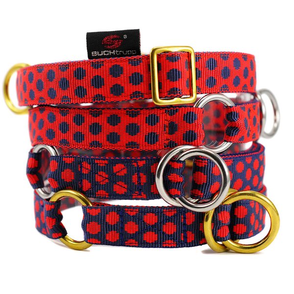 Design-Schlupfhalsband, beste Zugstopp Hundehalsbänder, DOTS RED-DARKBLUE large, rot-blau gepunktet.