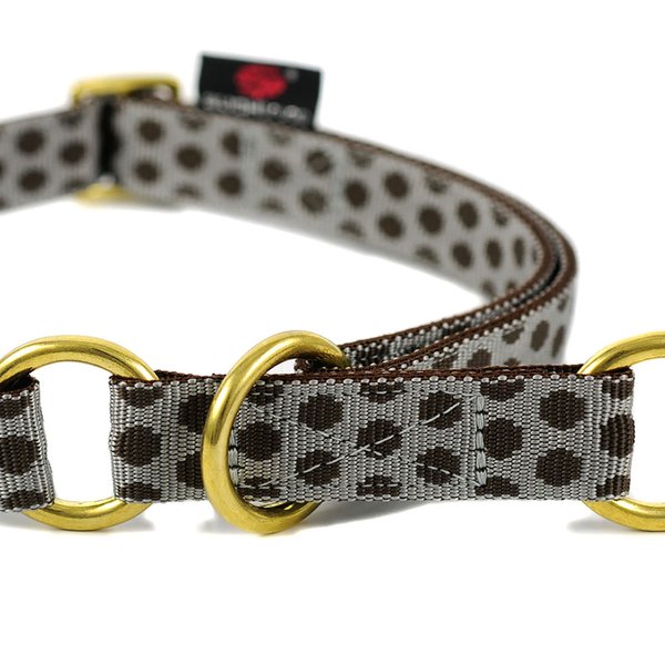 Schlupfhalsband, schönstes Zugstopp-Hundehalsband, DOTS GREY-BROWN large, grau-braun, große Hunde
